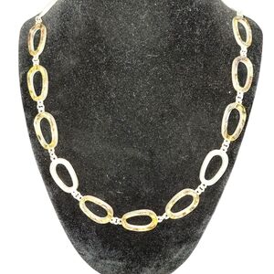 "Coldwater Creek" Abalone Shell and Silver tone Oval Link Necklace 20in+2in